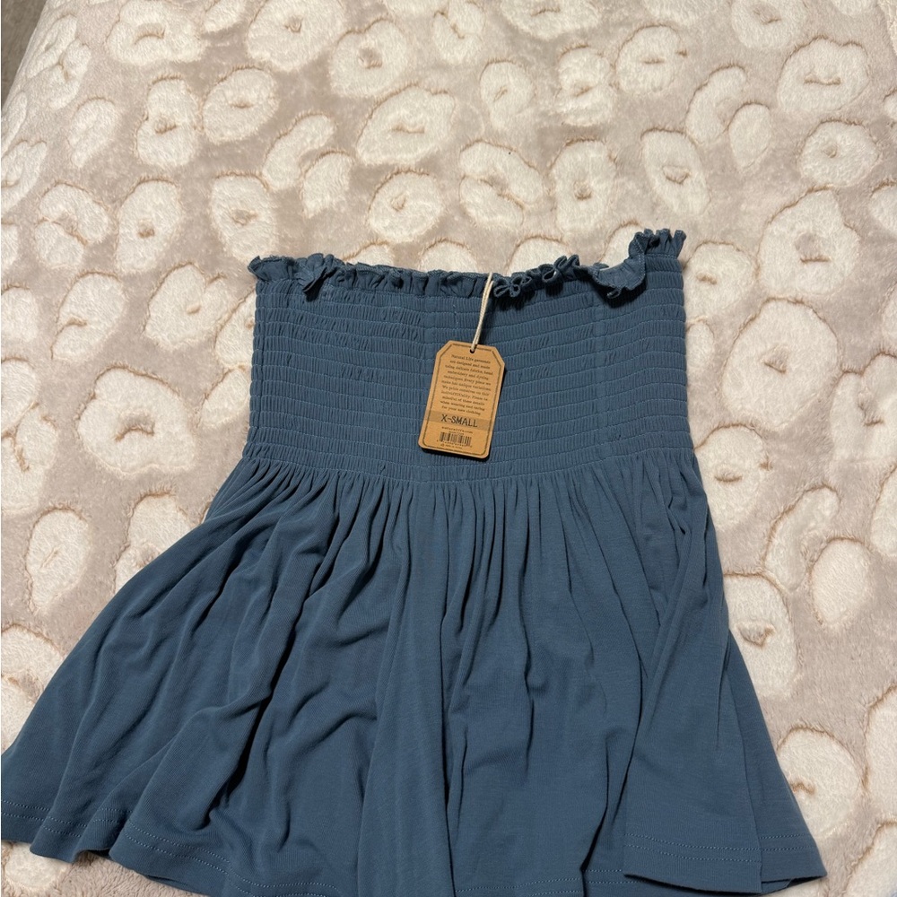 NATURAL LIFE Blue Smocked Mini Skirt
